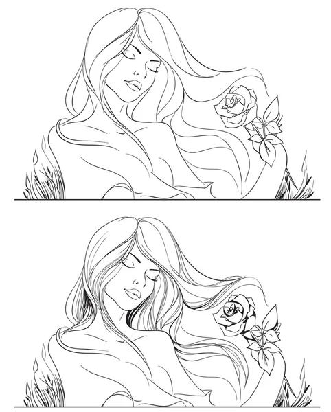 Abstrakte Frau mit Blume — Stockvektor