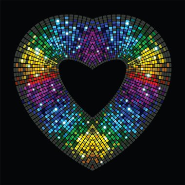 çok renkli ışık disko büyük parlak kalp