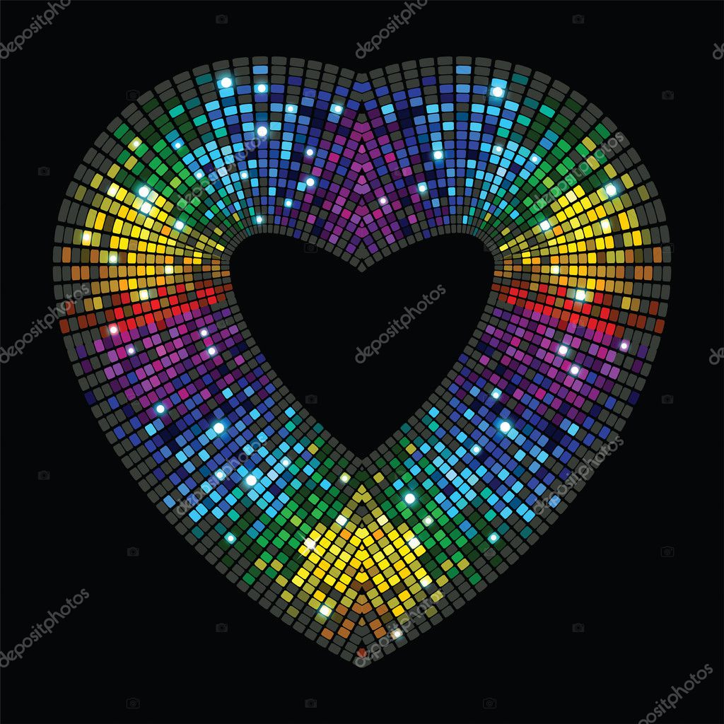 Multicolor lights disco big bright heart Stock Vector Image by ©Irina