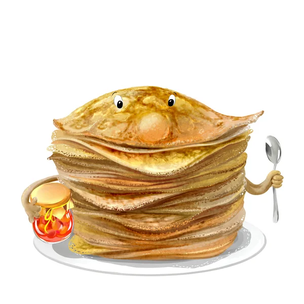 Funny pancakes for Holiday of Shrovetide — Stock Photo, Image