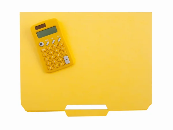 Pasta colorida e calculadora — Fotografia de Stock