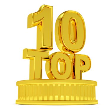 Golden Top 10 podium isolated on white background clipart