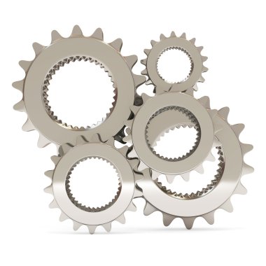 Silver Gears on white background clipart