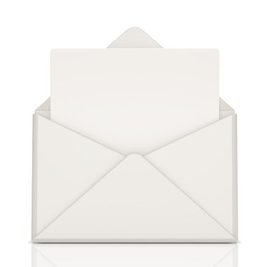 Open Envelope and blank letter on white background clipart