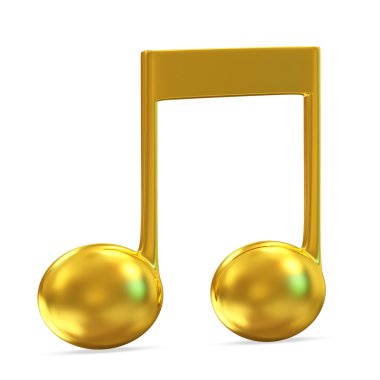 Beyaz arkaplanda izole edilmiş altın müzik notası