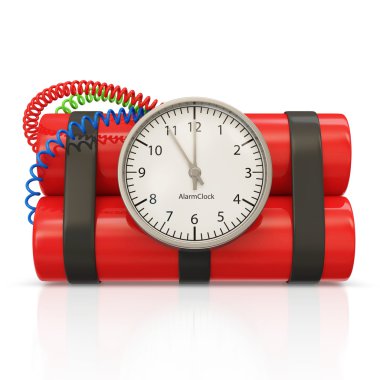 Dynamite Bomb with Clock Timer on white background clipart