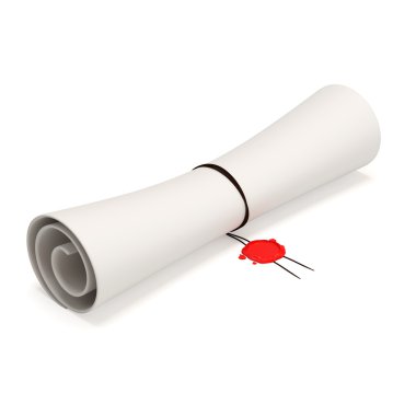 Paper scroll with wax on white background clipart