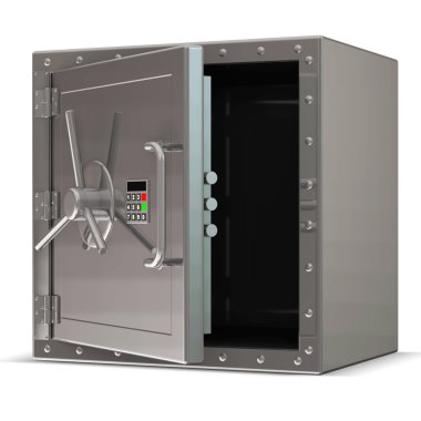 Opened Steel Safe with Electronic Lock on white background clipart