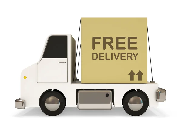 White Delivery Van with Carton Box on white background — Stock Photo, Image