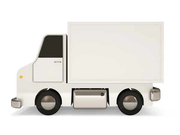 在白色背景上的白色小货车 — 图库照片