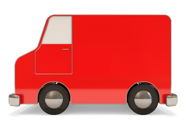 Roter Lieferwagen auf weißem Hintergrund — Stockfoto