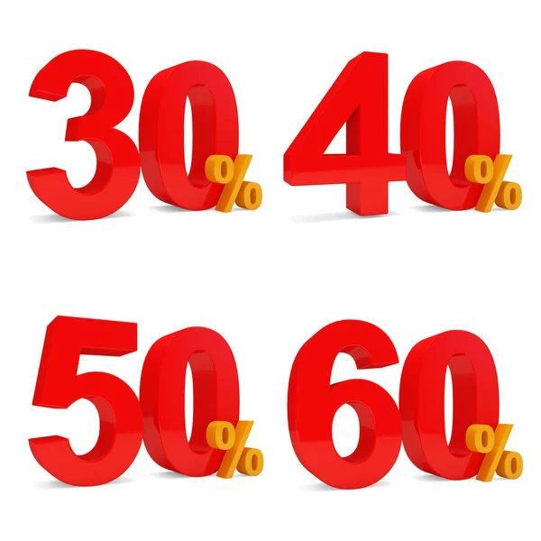 Prozentsatz Rabatt auf weißem Hintergrund — Stockfoto