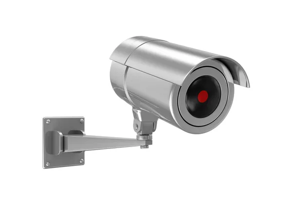Câmera de segurança metálica isolada no fundo branco — Fotografia de Stock