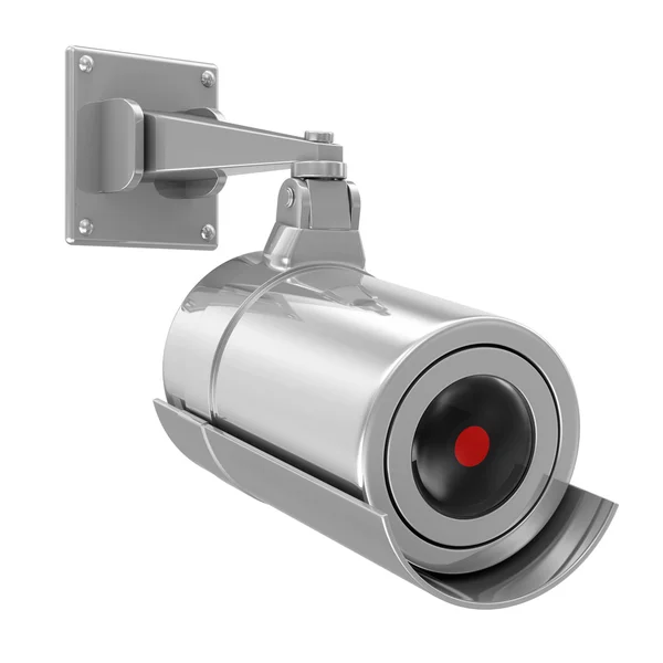 Telecamera di sicurezza metallica isolata su sfondo bianco — Foto Stock