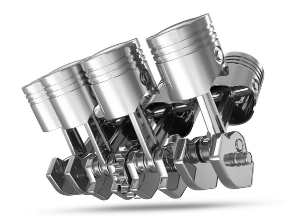 Pistons and Crankshaft isolated on white background ( V8 Engine) — Stock Photo, Image