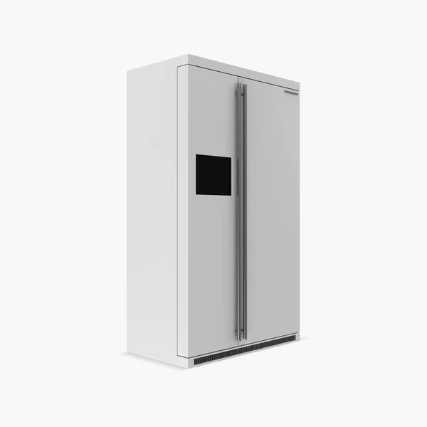 Réfrigérateur moderne sur fond blanc — Photo