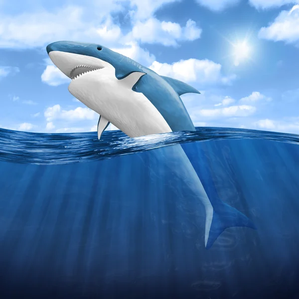 3d Shark Jumping out of water — Stock Photo, Image