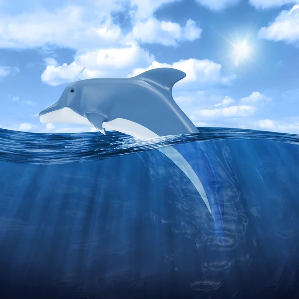 Vackra delfiner hoppar av vatten — Stockfoto