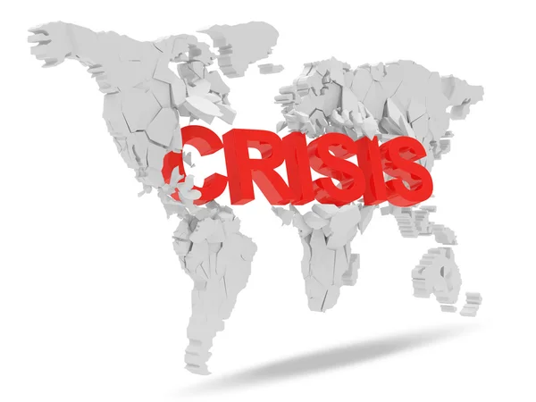 Gebroken wereldkaart geïsoleerd op een witte achtergrond (Crisis Concept) — Stockfoto