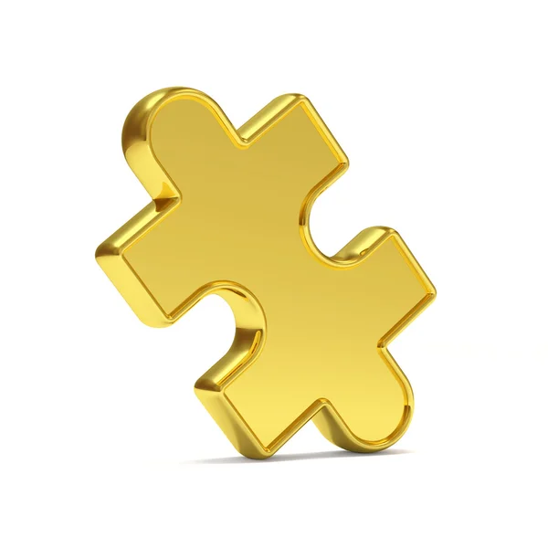 Golden Puzzle Pieza sobre fondo blanco —  Fotos de Stock