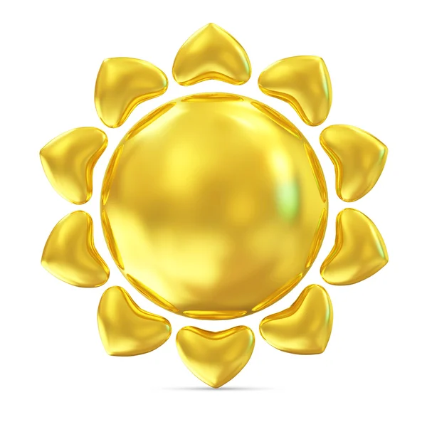 Ícone de sol dourado no fundo branco — Fotografia de Stock