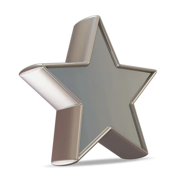 Estrela de prata no fundo branco — Fotografia de Stock