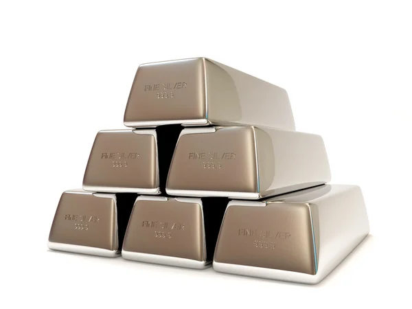 Pyramide de Silver Bars isolé sur fond blanc — Photo