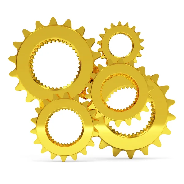 Golden Gears on white background — Stock Photo, Image