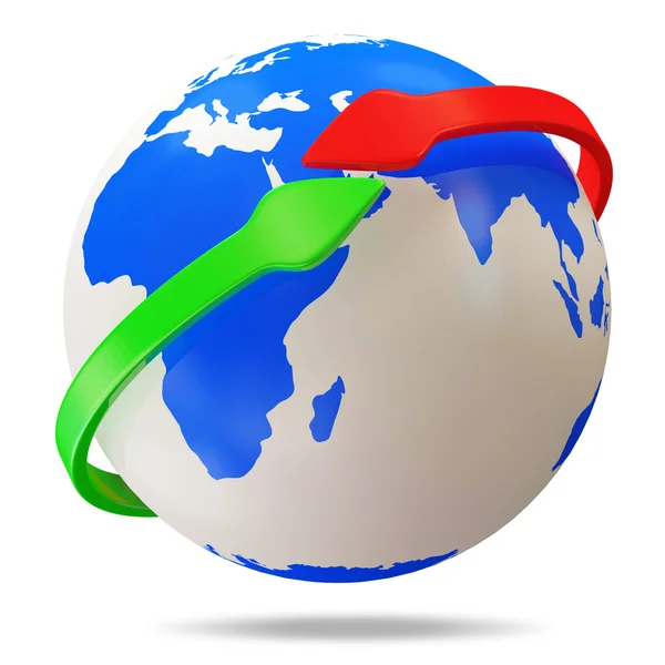 Globe with Arrows on white background — Stock Photo, Image