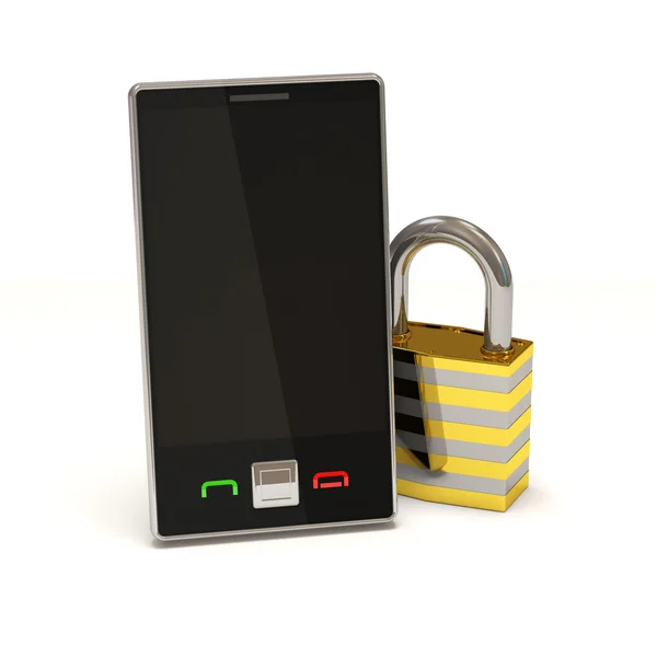 Mobile Device with Lock on white background — Stock Photo, Image