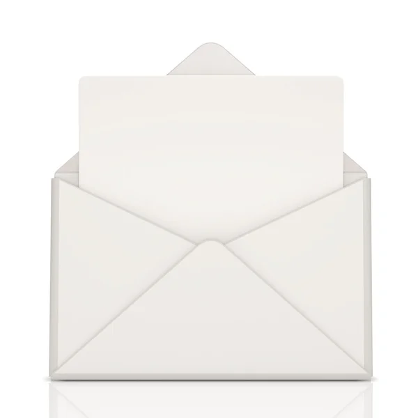 Abrir Envelope e letra em branco no fundo branco — Fotografia de Stock