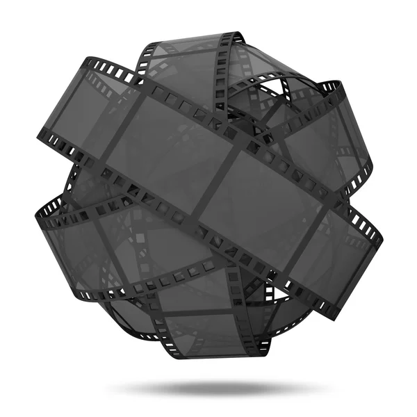 Esfera abstrata da tira de filme clássico isolado no fundo branco — Fotografia de Stock
