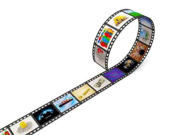Tira de filme com imagens isoladas em fundo branco — Fotografia de Stock