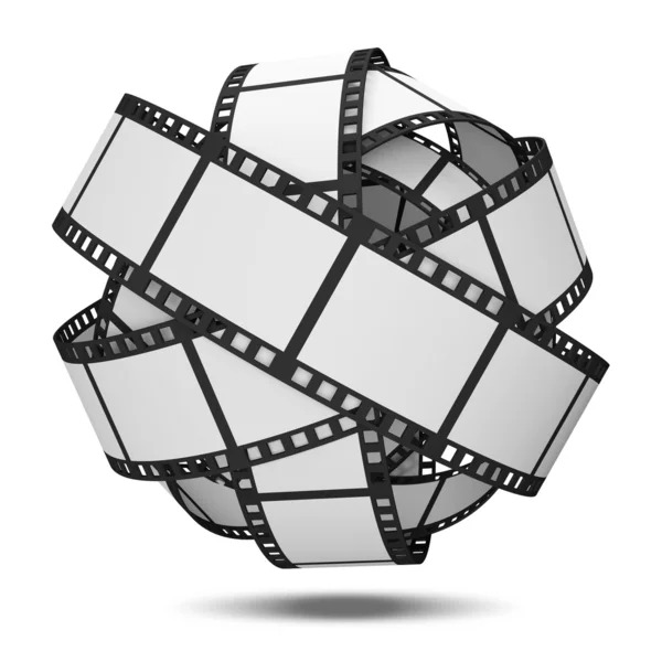Esfera abstrata da tira de filme em branco isolada no fundo branco — Fotografia de Stock