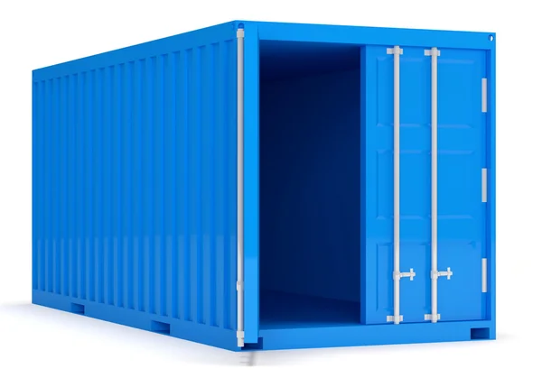 Beyaz arka plan üzerinde izole açılan kargo konteyner — Stok fotoğraf