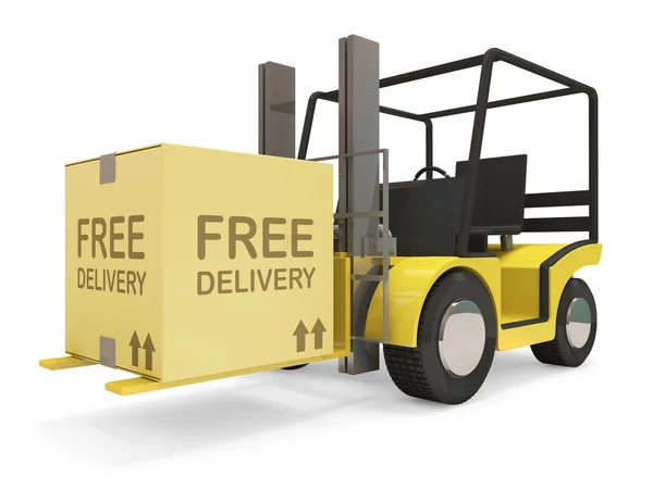 Industrial Forklift with Carton Box on white background — Stock Photo, Image