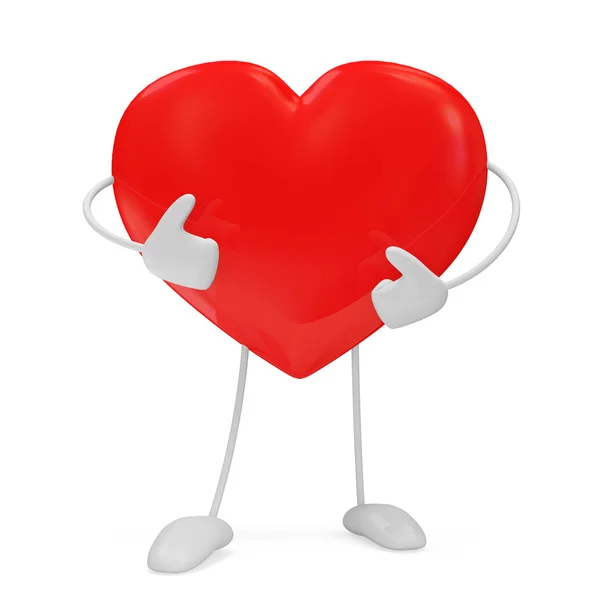 Personaje rojo del corazón aislado sobre fondo blanco — Foto de Stock