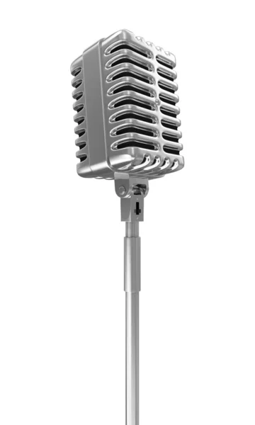 Ročník kovový mikrofon izolovaných na bílém pozadí — Stock fotografie