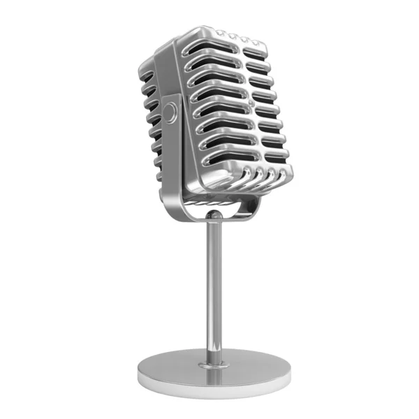 Retro kovový mikrofon izolovaných na bílém pozadí — Stock fotografie