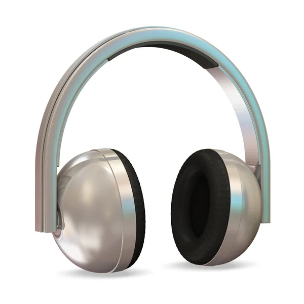 Μεταλλικά ακουστικά σε άσπρο φόντο — Φωτογραφία Αρχείου