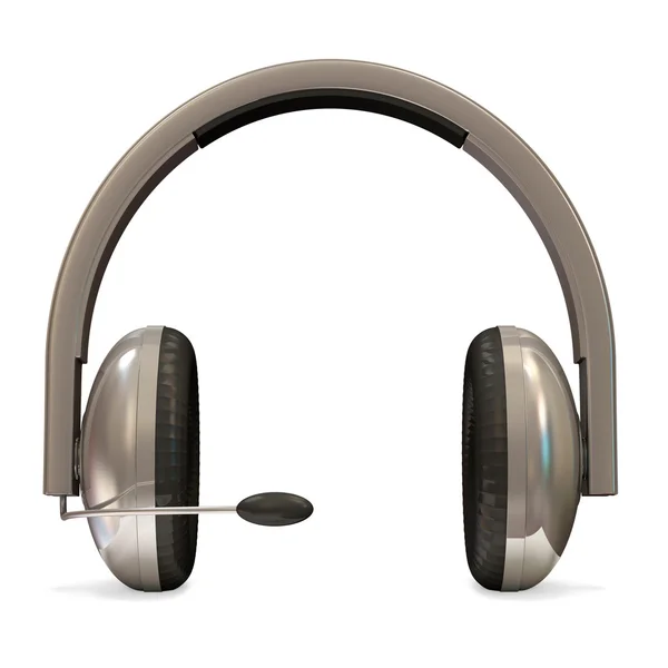 Ακουστικά με μικρόφωνο που απομονώνονται σε λευκό φόντο — Φωτογραφία Αρχείου