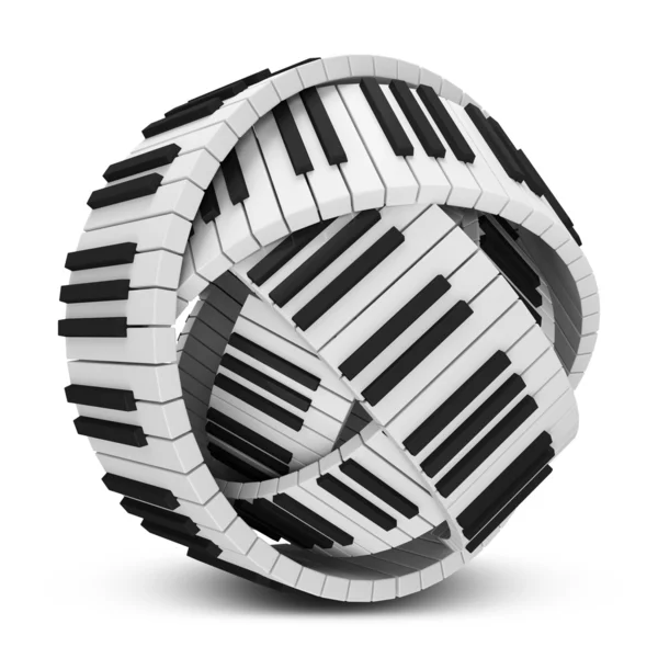 Abstrakte Kugel aus Klaviertasten isoliert auf weißem Hintergrund — Stockfoto