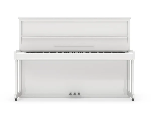 Izole beyaz zemin üzerine beyaz klasik piyano — Stok fotoğraf