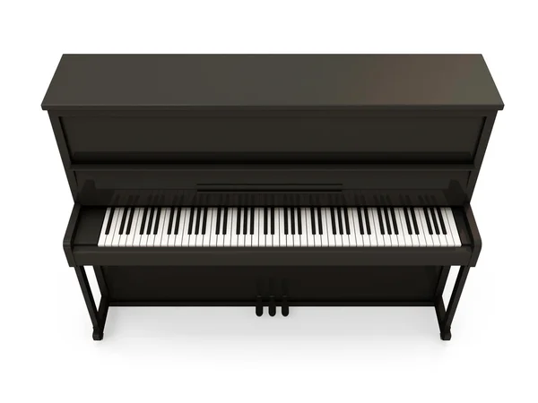 Schwarzes klassisches Klavier isoliert auf weißem Hintergrund — Stockfoto