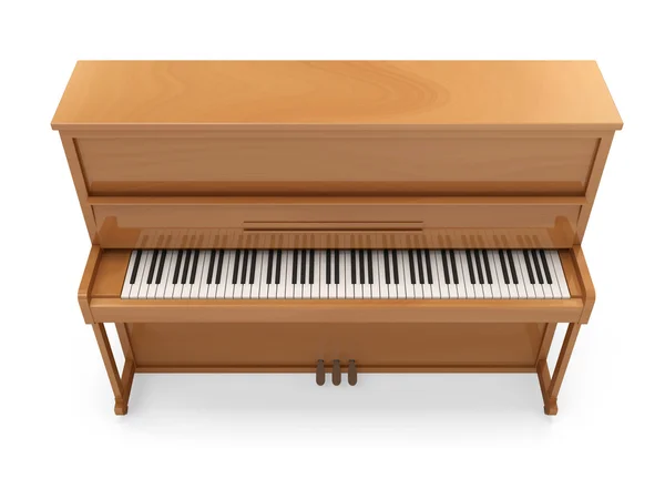 Beyaz arka plan üzerinde izole ahşap klasik piyano — Stok fotoğraf