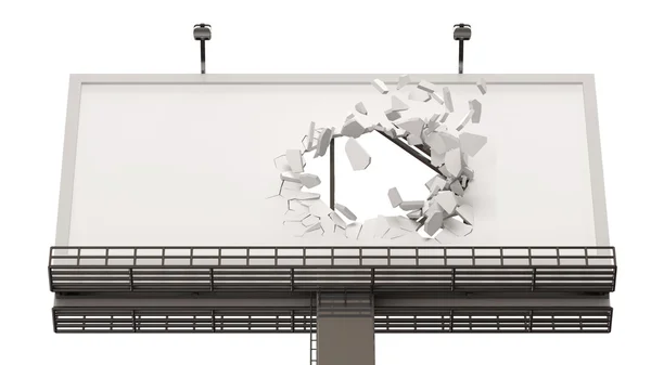 Trasiga billboard isolerad på vit bakgrund — Stockfoto