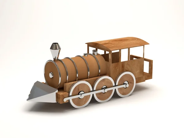 Drewniany pociąg zabawki na białym tle — Zdjęcie stockowe