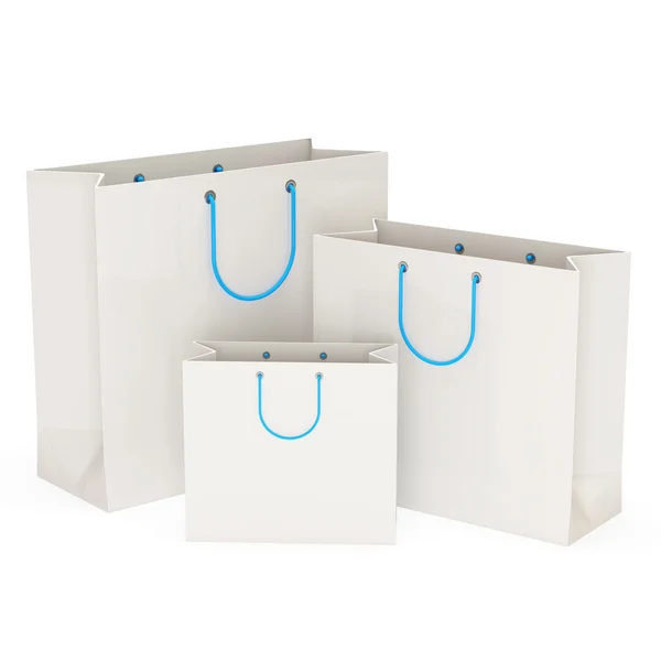 Białe torby na zakupy izolowane na białym tle — Zdjęcie stockowe