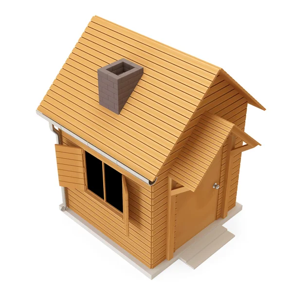 Miniaturowy drewniany dom na białym tle — Zdjęcie stockowe