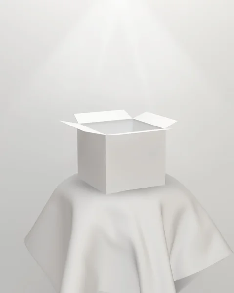 Caixa branca vazia em um pódio — Fotografia de Stock